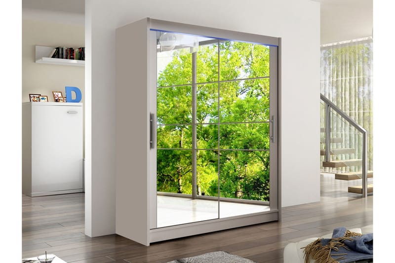 Bay Garderob m. Spegel 150x200 cm - Beige - Förvaring - Klädförvaring - Garderob & garderobssystem