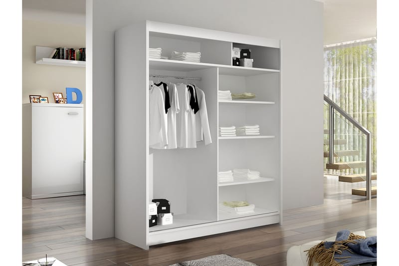Bay Garderob m. Spegel 150x200 cm - Beige - Förvaring - Klädförvaring - Garderob & garderobssystem