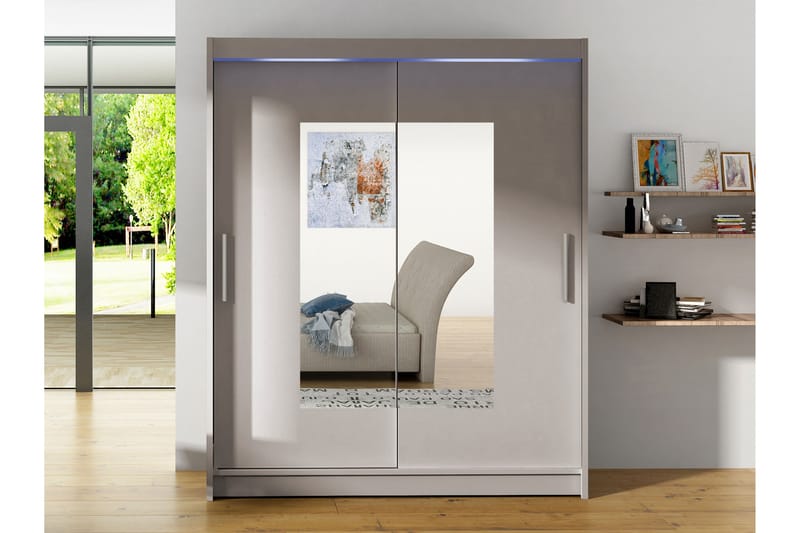 Bay Garderob m. Spegel 150x200 cm - Beige - Förvaring - Klädförvaring - Garderob & garderobssystem