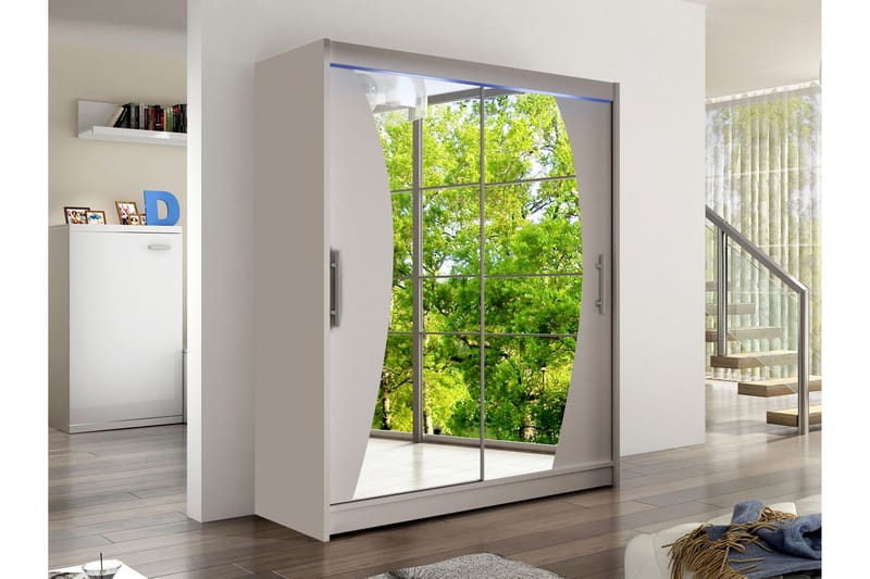 Bay Garderob m. Spegel 150x200 cm - Beige - Förvaring - Klädförvaring - Garderob & garderobssystem