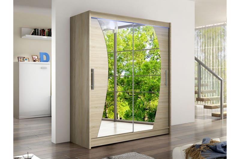 Bay Garderob m. Spegel 150x200 cm - Brun - Förvaring - Klädförvaring - Garderob & garderobssystem