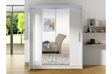 Bay Garderob m. Spegel 150x200 cm - Vit - Förvaring - Klädförvaring - Garderob & garderobssystem