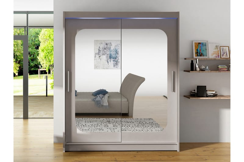 Bay Garderob m. Spegel 150x200 cm - Vit - Förvaring - Klädförvaring - Garderob & garderobssystem