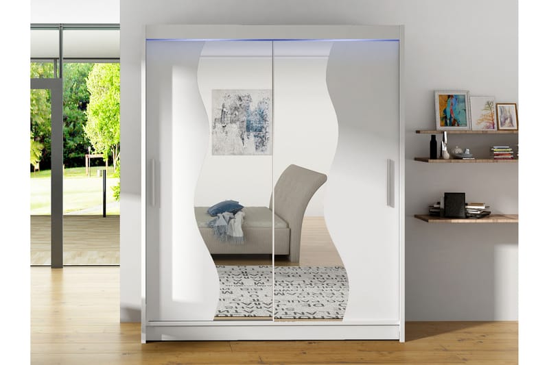 Bay Garderob m. Spegel 150x200 cm - Vit - Förvaring - Klädförvaring - Garderob & garderobssystem
