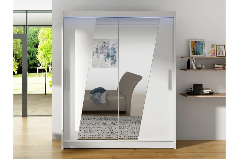 Bay Garderob m. Spegel 150x200 cm - Vit - Förvaring - Klädförvaring - Garderob & garderobssystem