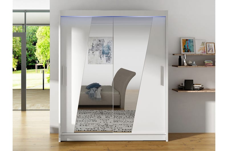 Bay Garderob m. Spegel 150x200 cm - Vit - Förvaring - Klädförvaring - Garderob & garderobssystem