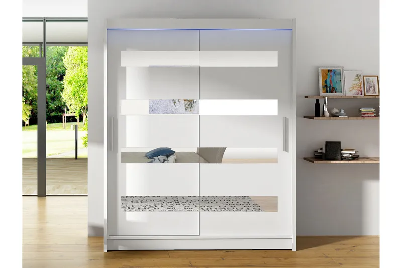 Bay Garderob m. Spegel 150x200 cm - Vit - Förvaring - Klädförvaring - Garderob & garderobssystem