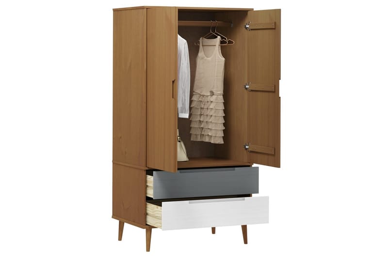 beBasic Garderob brun 90x55x175 cm massiv furu - Brown - Förvaring - Klädförvaring - Garderob & garderobssystem