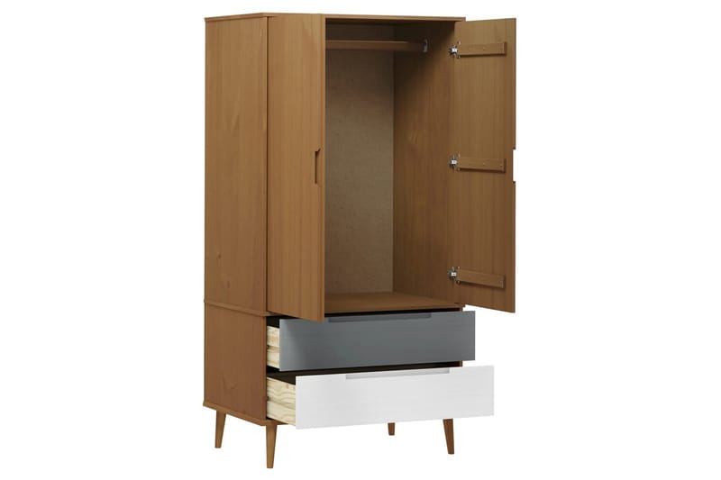 beBasic Garderob brun 90x55x175 cm massiv furu - Brown - Förvaring - Klädförvaring - Garderob & garderobssystem
