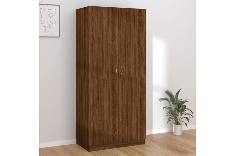 beBasic Garderob brun ek 90x52x200 cm konstruerat trä - Brown - Förvaring - Klädförvaring - Garderob & garderobssystem
