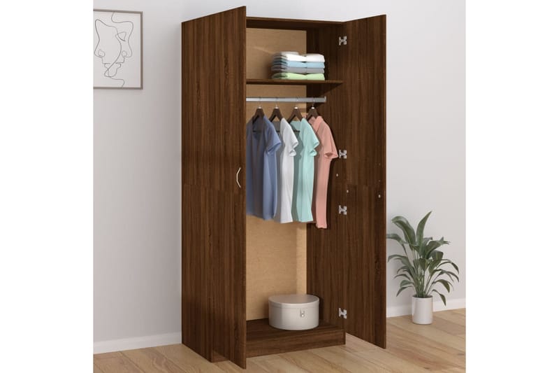 beBasic Garderob brun ek 90x52x200 cm konstruerat trä - Brown - Förvaring - Klädförvaring - Garderob & garderobssystem