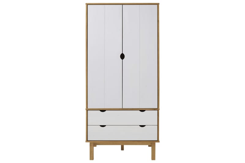 beBasic Garderob brun och vit 76,5x53x172 cm massivt furuträ - White - Förvaring - Klädförvaring - Garderob & garderobssystem