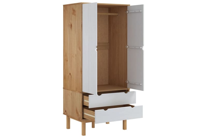 beBasic Garderob brun och vit 76,5x53x172 cm massivt furuträ - White - Förvaring - Klädförvaring - Garderob & garderobssystem
