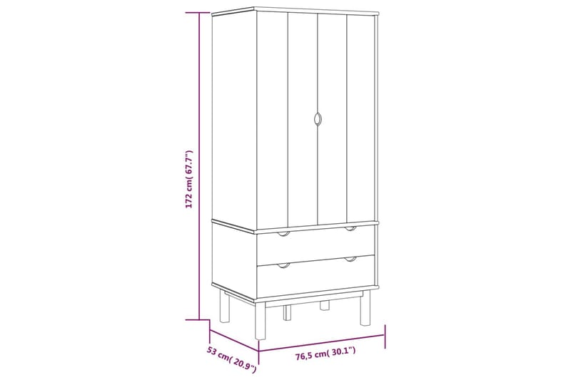 beBasic Garderob brun och vit 76,5x53x172 cm massivt furuträ - White - Förvaring - Klädförvaring - Garderob & garderobssystem