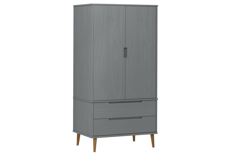 beBasic Garderob grå 90x55x175 cm massiv furu - Grey - Förvaring - Klädförvaring - Garderob & garderobssystem
