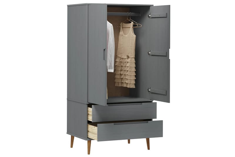 beBasic Garderob grå 90x55x175 cm massiv furu - Grey - Förvaring - Klädförvaring - Garderob & garderobssystem
