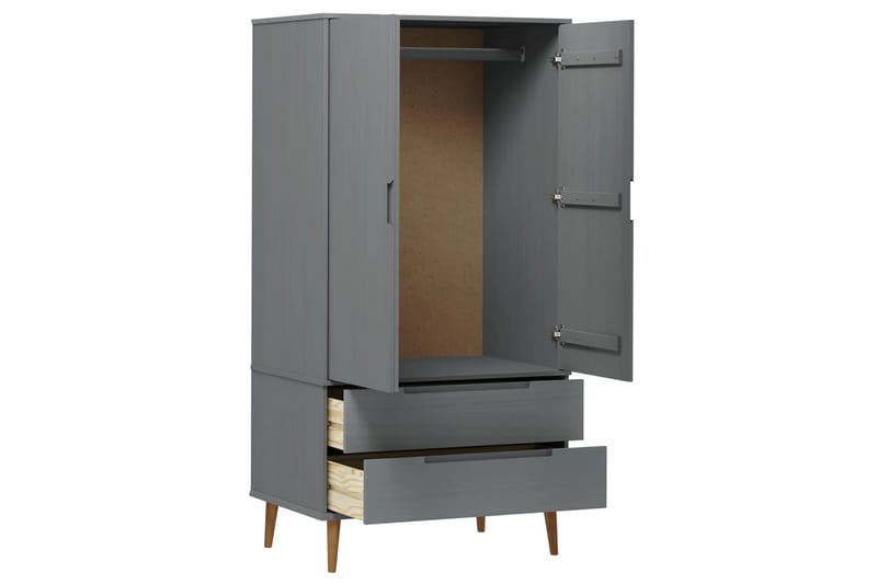 beBasic Garderob grå 90x55x175 cm massiv furu - Grey - Förvaring - Klädförvaring - Garderob & garderobssystem