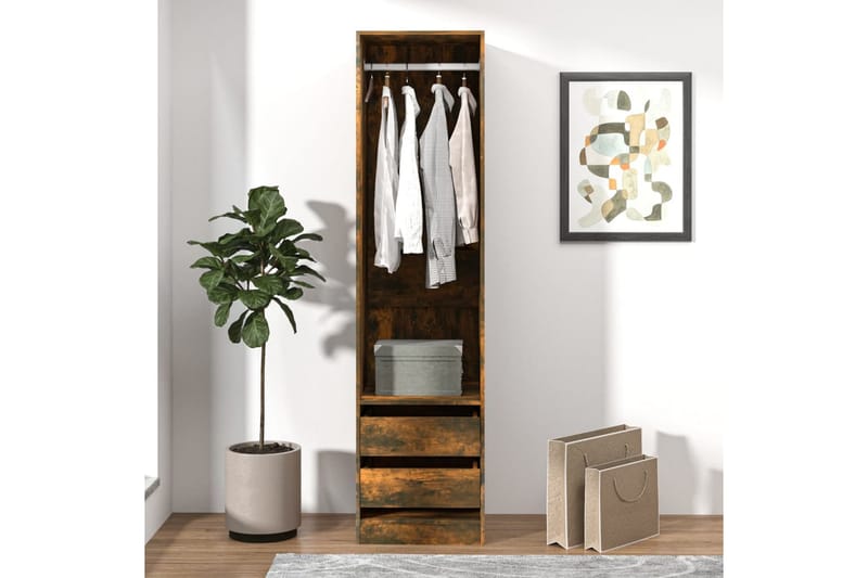 beBasic Garderob med lådor rökfärgad ek 50x50x200 cm konstruerat trä - Brown - Förvaring - Klädförvaring - Garderob & garderobssystem