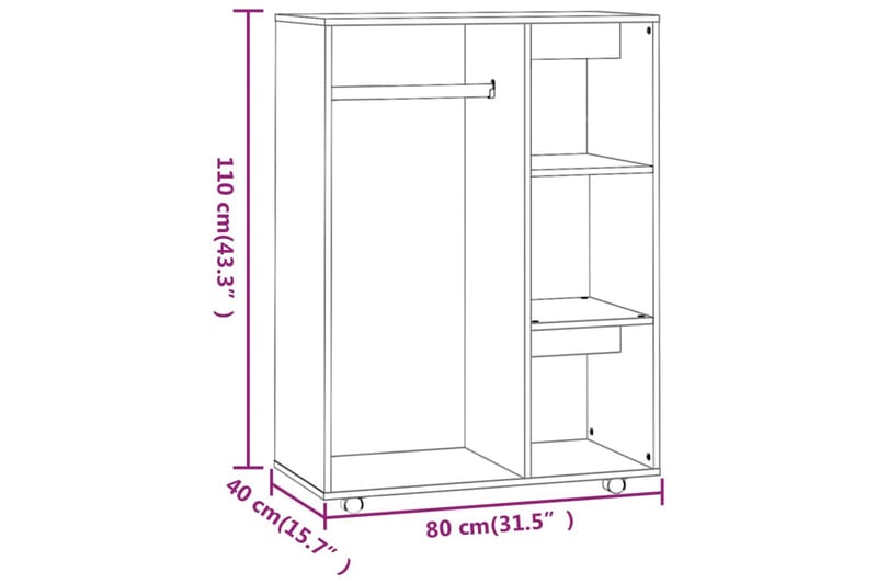 beBasic Garderob rökfärgad ek 80x40x110 cm konstruerat trä - Brown - Förvaring - Klädförvaring - Garderob & garderobssystem