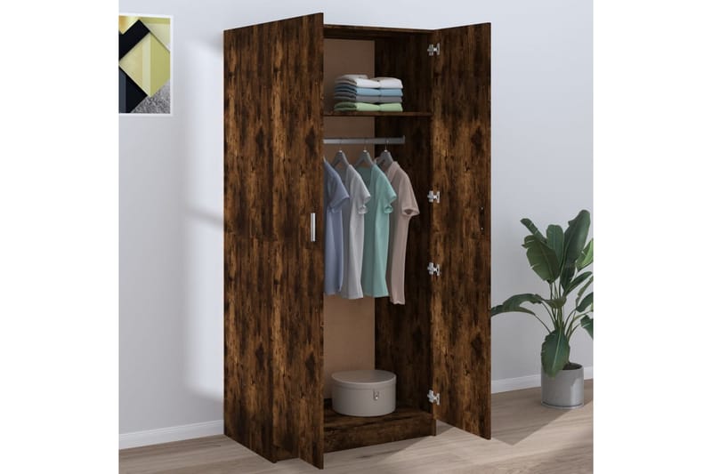 beBasic Garderob rökfärgad ek 80x52x180 cm konstruerat trä - Brown - Förvaring - Klädförvaring - Garderob & garderobssystem