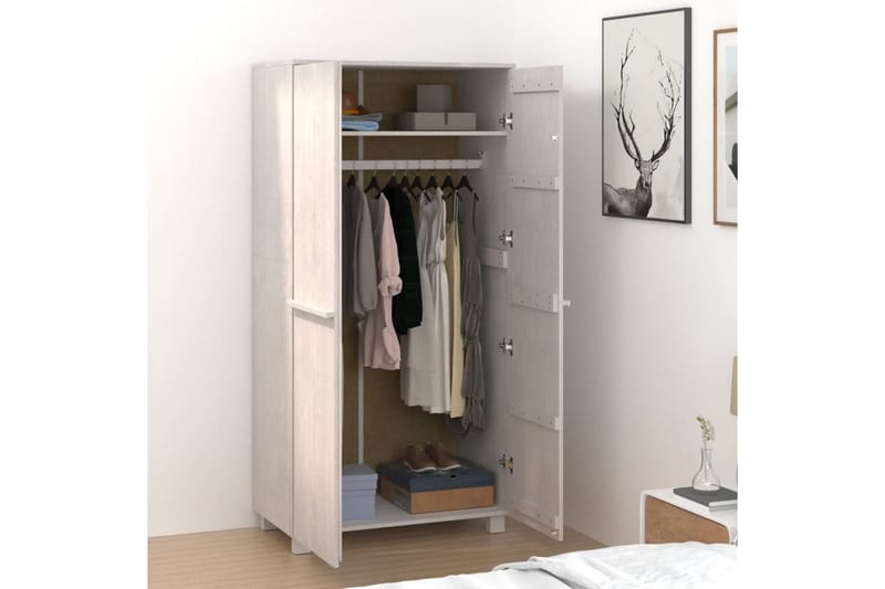 beBasic Garderob vit 89x50x180 cm massiv furu - White - Förvaring - Klädförvaring - Garderob & garderobssystem