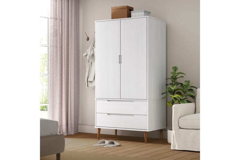 beBasic Garderob vit 90x55x175 cm massiv furu - White - Förvaring - Klädförvaring - Garderob & garderobssystem