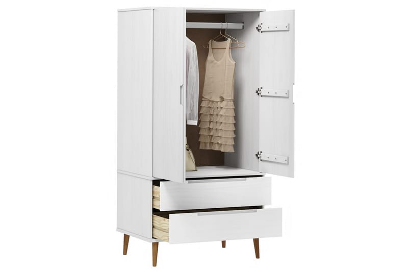 beBasic Garderob vit 90x55x175 cm massiv furu - White - Förvaring - Klädförvaring - Garderob & garderobssystem