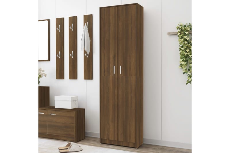 beBasic Hallgarderob brun ek 55x25x189 cm konstruerat trä - Brown - Förvaring - Klädförvaring - Garderob & garderobssystem