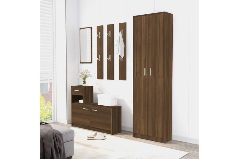 beBasic Hallgarderob brun ek 55x25x189 cm konstruerat trä - Brown - Förvaring - Klädförvaring - Garderob & garderobssystem