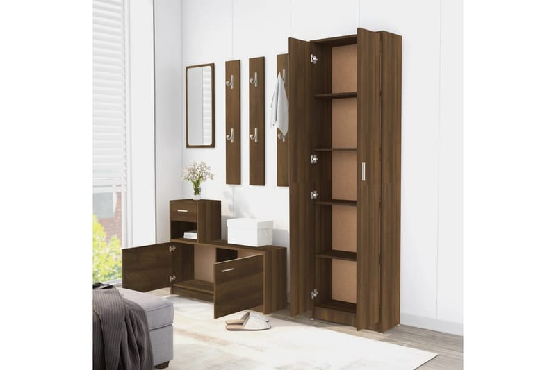 beBasic Hallgarderob brun ek 55x25x189 cm konstruerat trä - Brown - Förvaring - Klädförvaring - Garderob & garderobssystem