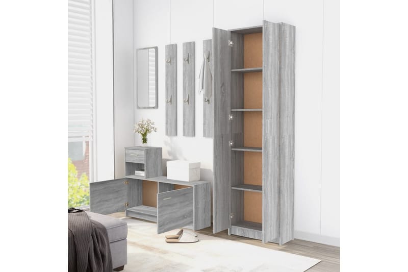 beBasic Hallgarderob grå sonoma 55x25x189 cm konstruerat trä - Grey - Förvaring - Klädförvaring - Garderob & garderobssystem