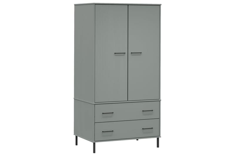 beBasic Klädskåp med metallben OSLO grå 90x55x172,5 cm massivt trä - Grey - Klädskåp & fristående garderob