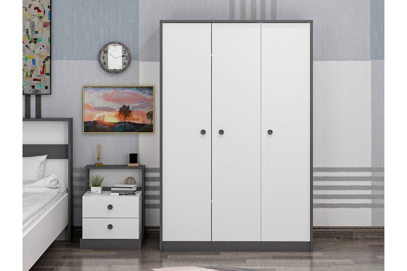 Berdez Garderob 120x182 cm Antracit/Vit - Hanah Home - Förvaring - Klädförvaring - Garderob & garderobssystem