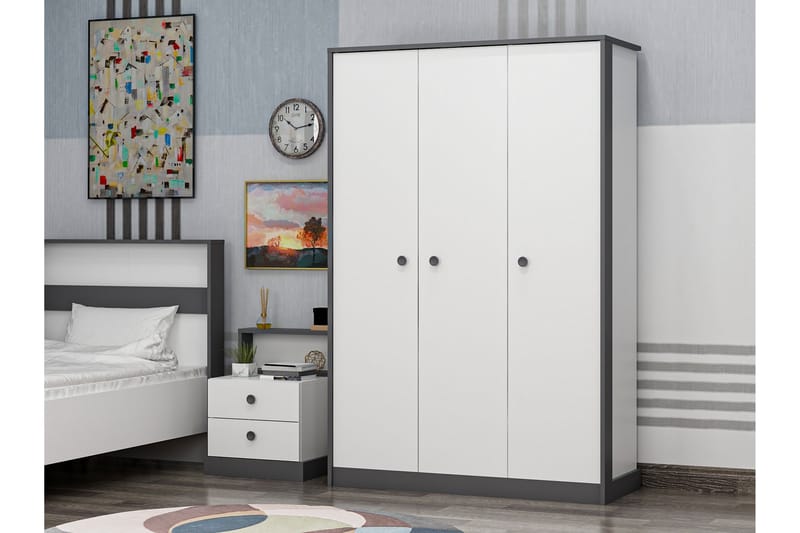 Berdez Garderob 120x182 cm Antracit/Vit - Hanah Home - Förvaring - Klädförvaring - Garderob & garderobssystem