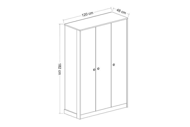 Berdez Garderob 120x182 cm Antracit/Vit - Hanah Home - Garderob & garderobssystem - Klädskåp & fristående garderob