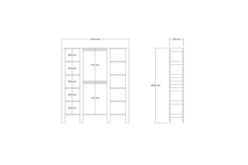Bertoaria Garderob 161x180 cm - Valnöt - Förvaring - Klädförvaring - Garderob & garderobssystem