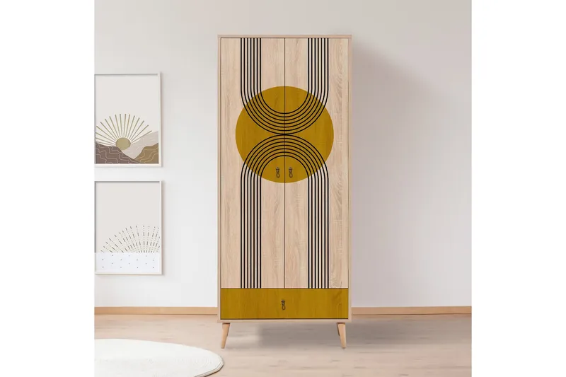 Bertoaria Garderob 80x190 cm Brun - Hanah Home - Förvaring - Klädförvaring - Garderob & garderobssystem