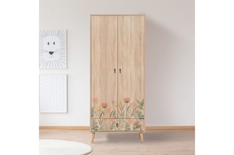 Bertoaria Garderob 80x190 cm Brun - Hanah Home - Förvaring - Klädförvaring - Garderob & garderobssystem