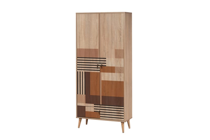 Bertoaria Garderob 80x190 cm Brun - Hanah Home - Förvaring - Klädförvaring - Garderob & garderobssystem