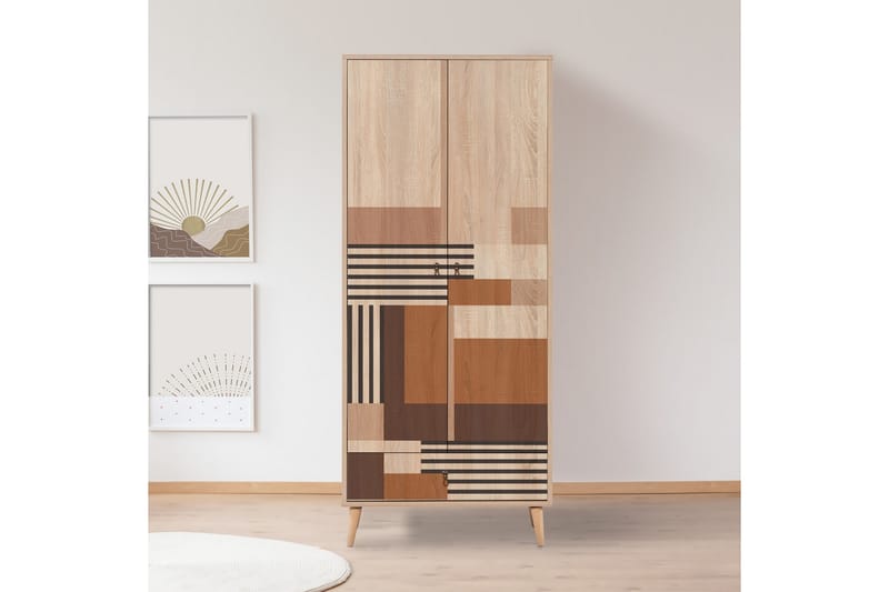 Bertoaria Garderob 80x190 cm Brun - Hanah Home - Förvaring - Klädförvaring - Garderob & garderobssystem