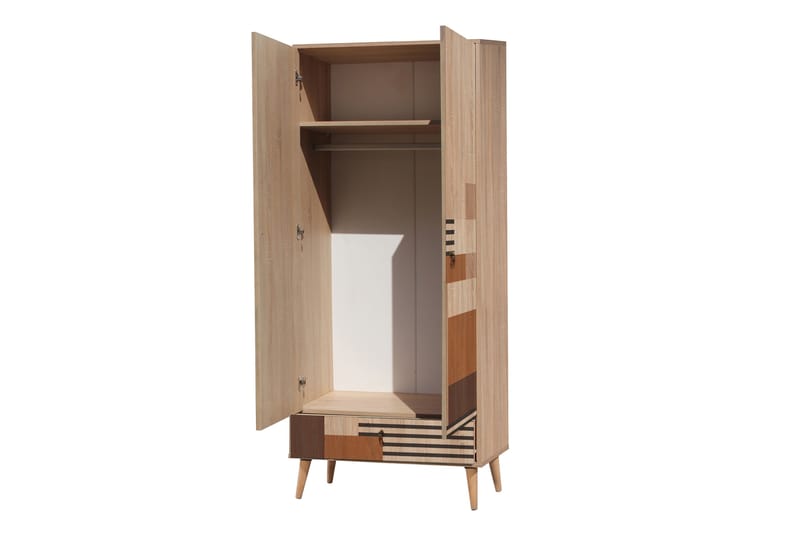 Bertoaria Garderob 80x190 cm Brun - Hanah Home - Förvaring - Klädförvaring - Garderob & garderobssystem