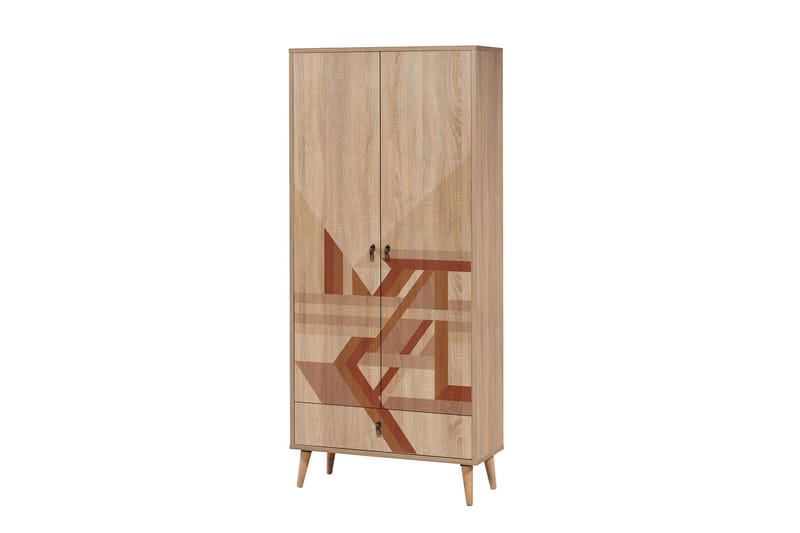 Bertoaria Garderob 80x190 cm Brun - Hanah Home - Förvaring - Klädförvaring - Garderob & garderobssystem
