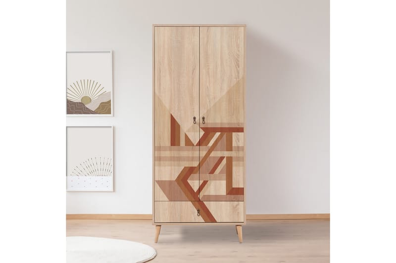 Bertoaria Garderob 80x190 cm Brun - Hanah Home - Förvaring - Klädförvaring - Garderob & garderobssystem