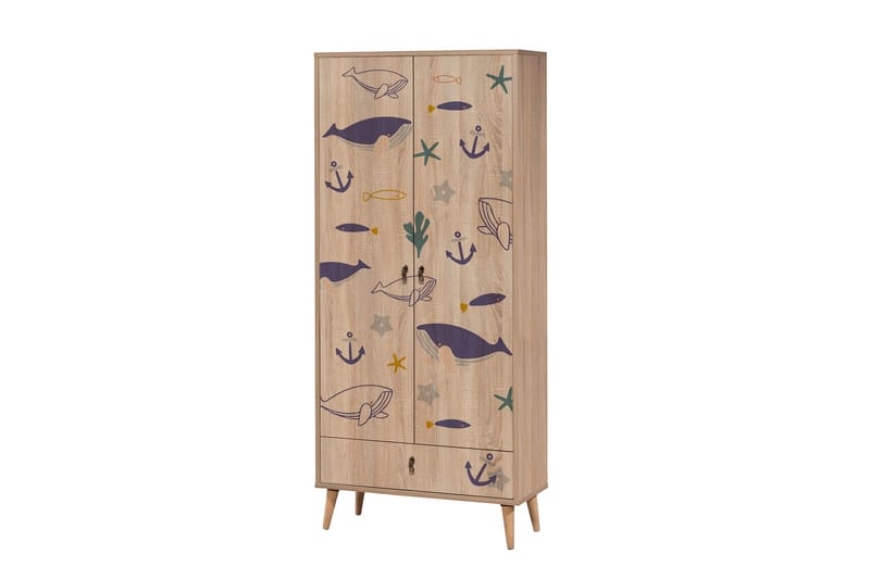 Bertoaria Garderob 80x190 cm Brun - Hanah Home - Förvaring - Klädförvaring - Garderob & garderobssystem