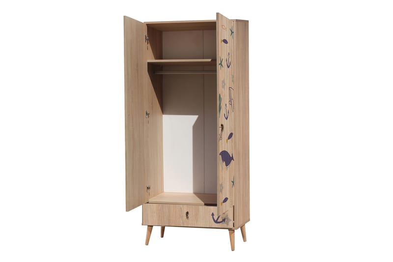 Bertoaria Garderob 80x190 cm Brun - Hanah Home - Förvaring - Klädförvaring - Garderob & garderobssystem