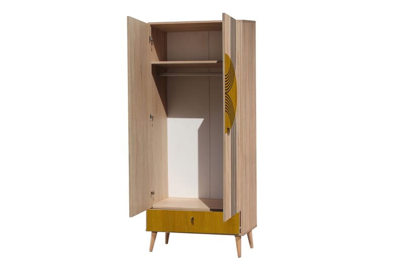 Bertoaria Garderob 80x190 cm Brun - Hanah Home - Förvaring - Klädförvaring - Garderob & garderobssystem