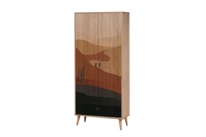 Bertoaria Garderob 80x190 cm Brun - Hanah Home - Förvaring - Klädförvaring - Garderob & garderobssystem