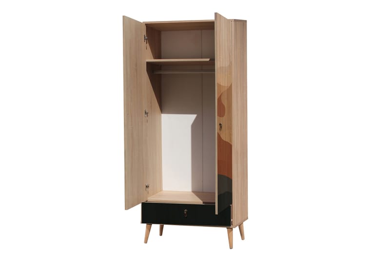 Bertoaria Garderob 80x190 cm Brun - Hanah Home - Förvaring - Klädförvaring - Garderob & garderobssystem