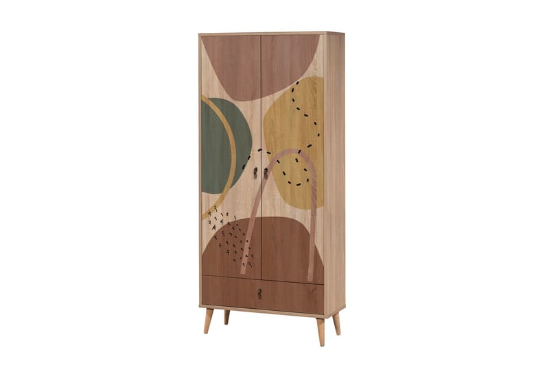 Bertoaria Garderob 80x190 cm Brun - Hanah Home - Förvaring - Klädförvaring - Garderob & garderobssystem