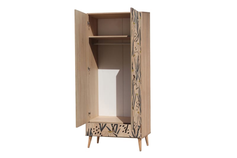 Bertoaria Garderob 80x190 cm Brun - Hanah Home - Förvaring - Klädförvaring - Garderob & garderobssystem